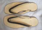 Bruno Cucinelli size 36 ivory leather and silver metallic flip flops — photo 5
