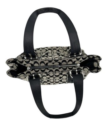 COACH SOHO SIGNATURE TOTE SATCHEL SHOULDER BAG 13117 BLACK WHITE