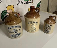 3-Vintage McCormick Platte Valley Corn Whiskey Stoneware Jug Set