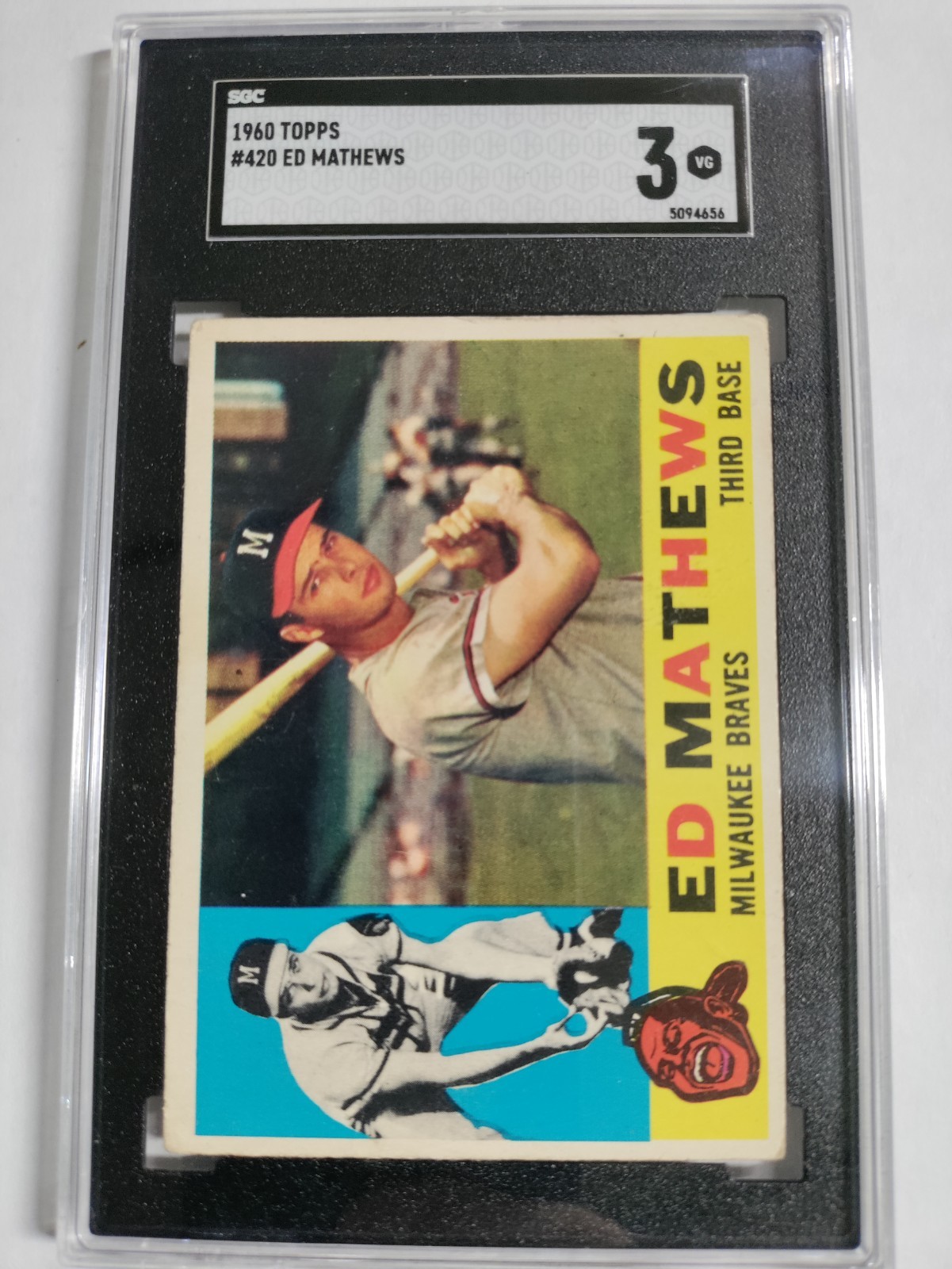 Topps 1960 Ed Mathews #420 Milwaukee Braves MLB Baseball SGC 3