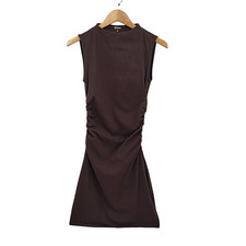 Quince Women Stretch Cotton Jersey Mock Neck Mini Dress Espresso XS