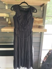 J. Crew Ruffle Front Tiered Nina Maxi Dress Pockets in Black Women's 2