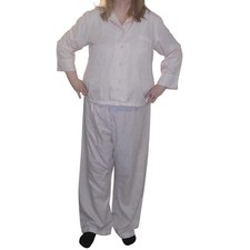 Miss Elaine Size XL Pink Floral Jacquard Print Pocket Lace Feminine Pajama Set