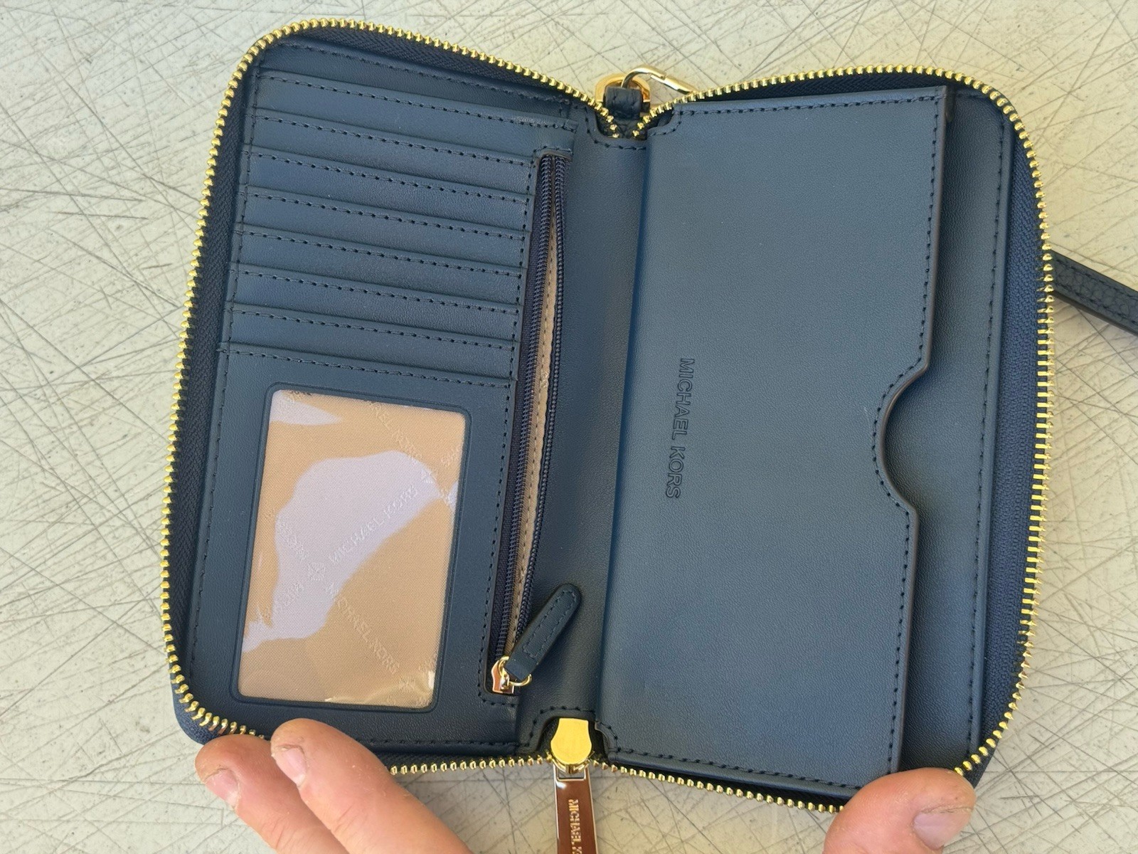 Michael Kors Jet Set Travel Large Travel Continental Wristlet Wallet Navy thumbnail 4