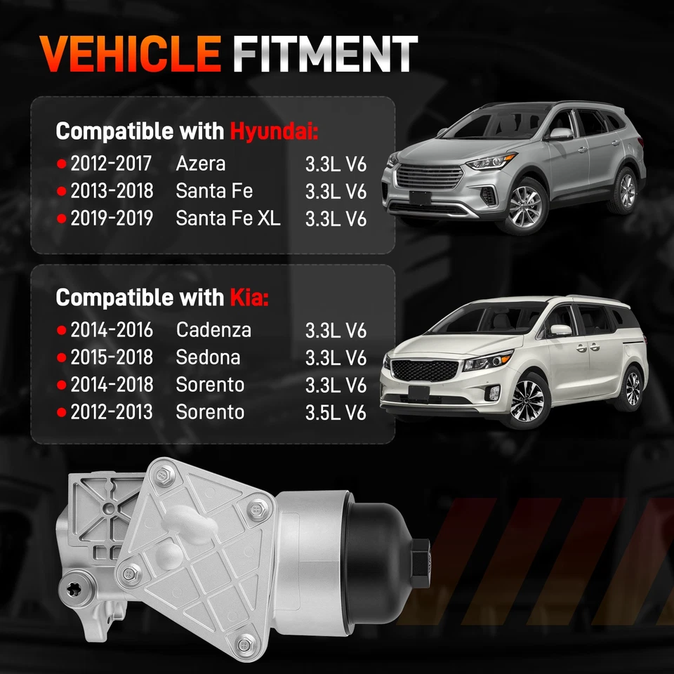 Алюминиевый корпус масляного фильтра двигателя для 12–18 Hyundai Santa Fe Kia Cadenza 3,3 л - Изображение 3 из 4