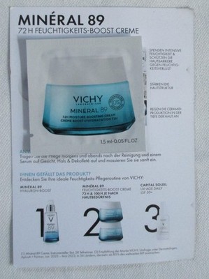 Vichy Mineral 89 Feuchtigkeits-Boost Creme 1,5 ml   NEU!