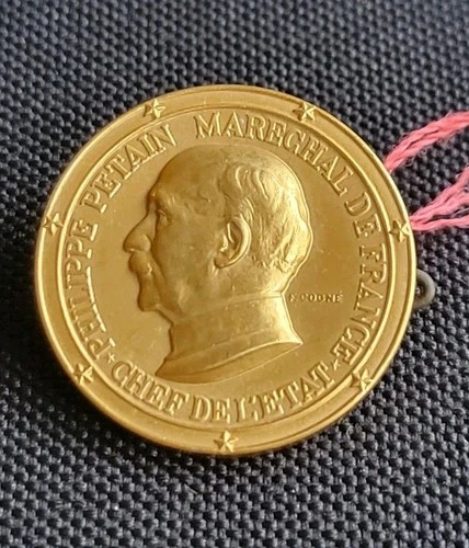 Philippe Petain Chef De L State Cogné Vichy Brooch Medal WW2 Rare