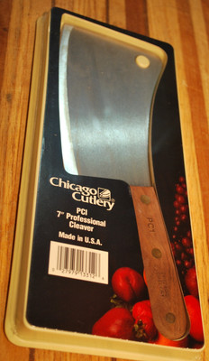 NEW OLD STOCK CHICAGO CUTLERY 7'' PC1 CLEAVER KNIFE CARBON STEEL WOOD HANDLE