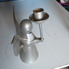 Handmade Silver Metal Tin Angel Taper Candle Holder, Free Standing Decor — photo 3