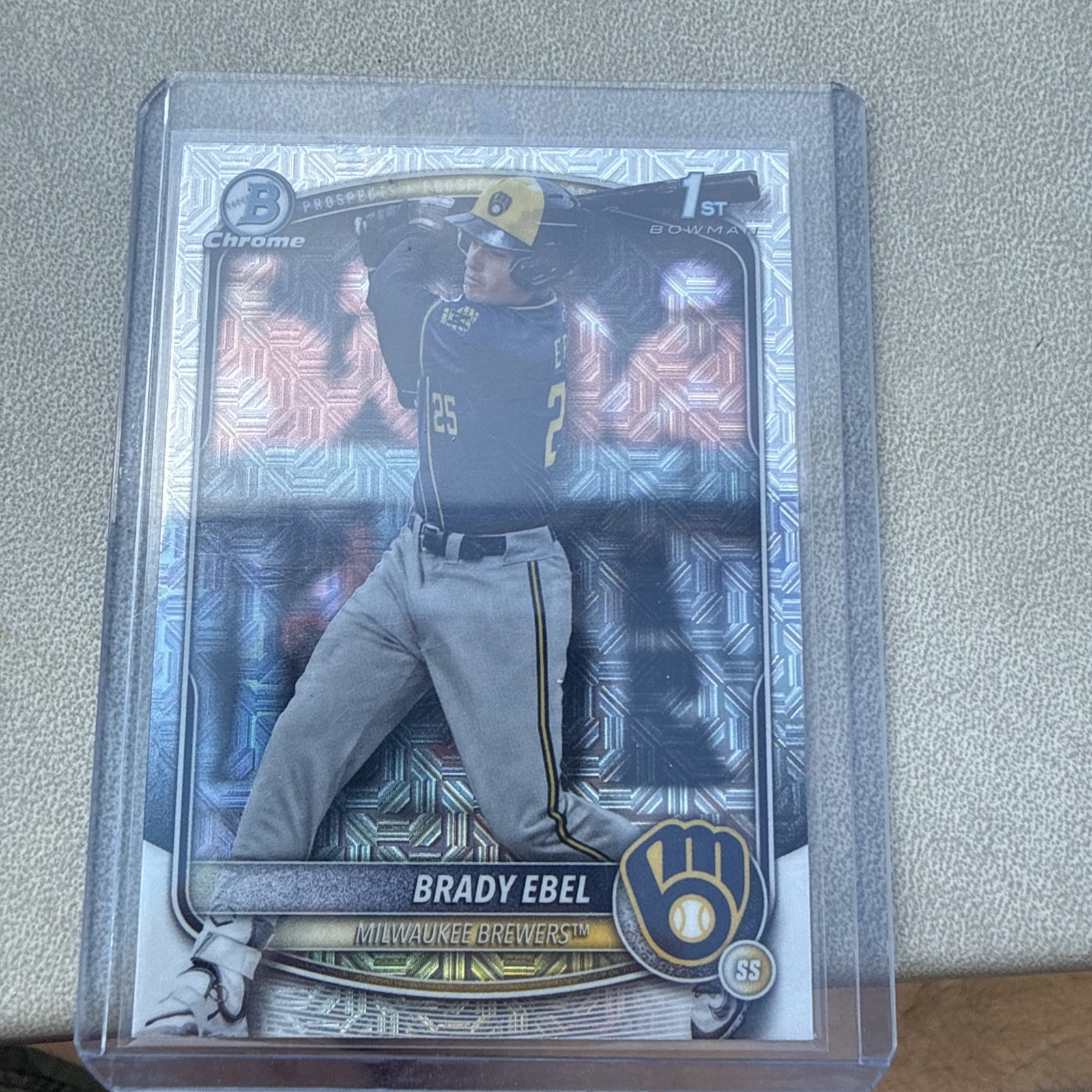 2025 Bowman Draft Chrome Brady Ebel Mega 1st Mojo Refractor BDC-194 Brewers