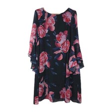 Nine West Women's Floral Print Bell Sleeve Dress Size 16