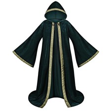 Colorful House Velvet Wizard Robe with Hooded and Sleeves, Halloween Fancy Co...