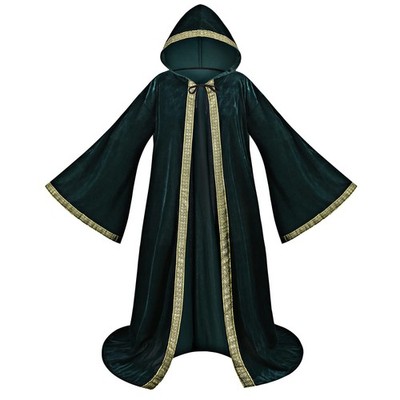 Colorful House Velvet Wizard Robe with Hooded and Sleeves, Halloween Fancy Co...