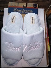 New Dearfoams Women's Gel Infused Memory Foam Slip on Blue Slippers Lg.Size 9-10