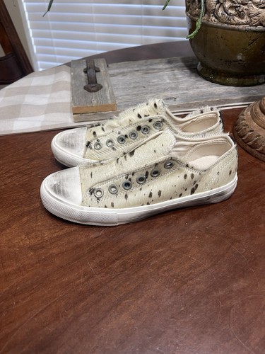 Sneakers Naughty Monkey pelle di mucca effetto invecchiato fauna selvatica capelli di cavallo slip on casual 7,5 - Foto 1 di 9
