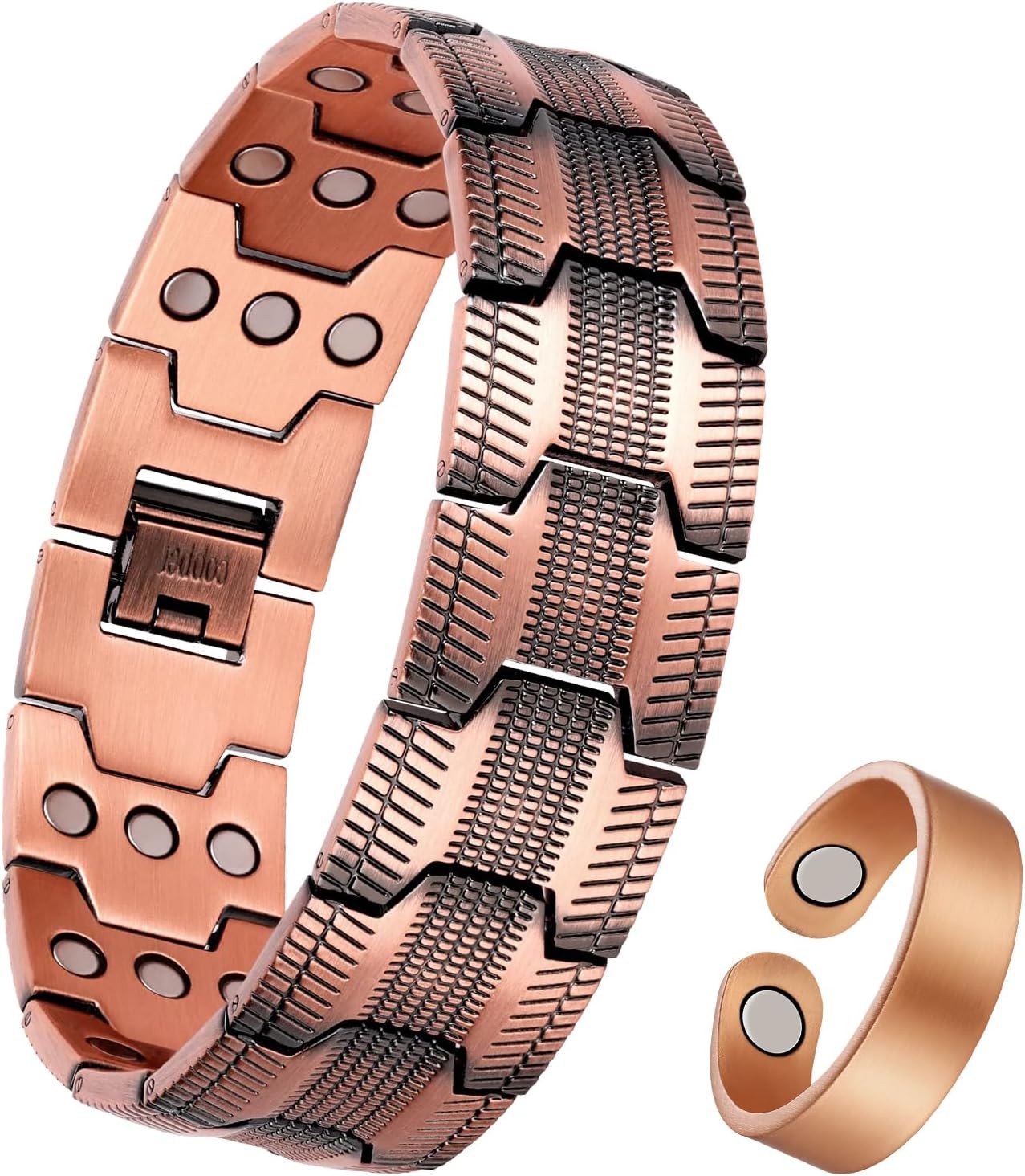 Jecanori Copper Bracelet for Men, 3X Ultra Strength Magnetic Bracelet for Men 5