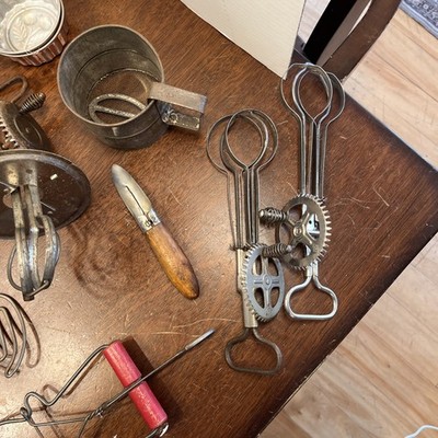 Lot 15 Vintage Antique Kitchen Utensils Gadgets Tools Wood Tin