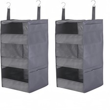 3-Shelf Hanging Closet Organizer, 2 Pack Hanging Wardrobe Storage Organis......