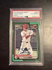 2024 Bowman Draft Green Paper Tyson Lewis /99 auto Ip in-person auto PSA RC Reds