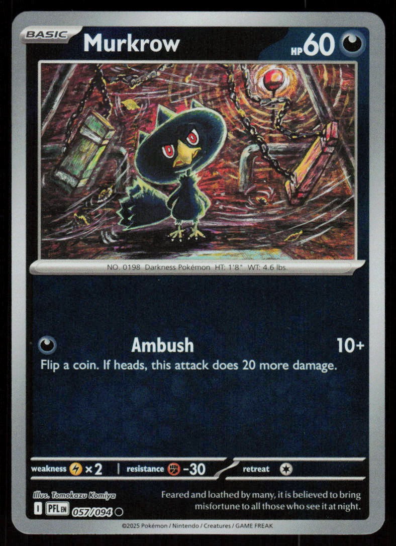 Murkrow 057/094 Common Phantasmal Flames Pokemon Reverse Holo Near Mint
