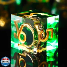 Ring DND Dice Set Sharp Edge Resin Dice,Golden Ring Inclusion Sui