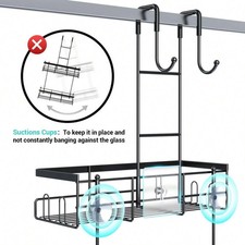NEW Over Door Shower Caddy Hanging: Black Rustproof Shower Organizer Over Door