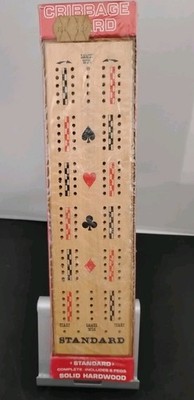 Vintage Cribbage Board Solid Hardwood Game  