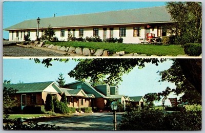 Postcard Madison New York NY Motor Court Brick Trees Cars 1960s Chrome