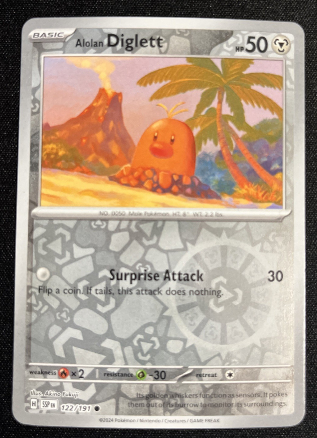Alolan Diglett 122/191 Reverse Holo Surging Sparks Pokemon Card NM