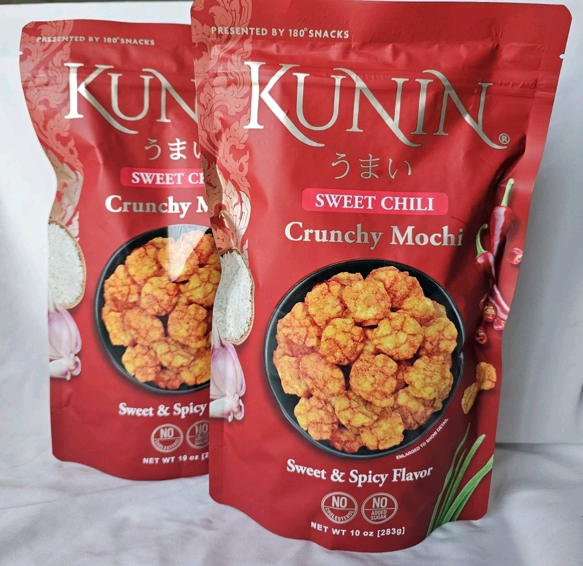 2 Bags Kunin Cruncy Mochi Sweet Chili Asian Rice Cracker Sna