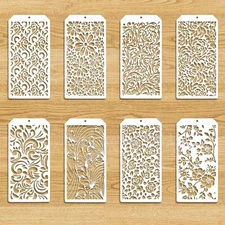 8pcs Stencils for Crafts Reusable, Texture Stencils for Painting, Templates