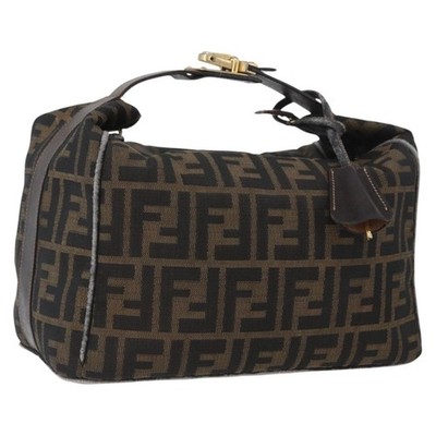 FENDI Zucca Canvas Hand Bag Black Brown Auth bs33679 | eBay
