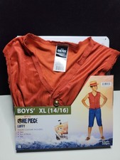 Netflix One Piece Luffy Boys Costume XL 14/16 Vest Shorts Hat