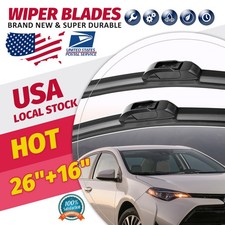 26"+16" OEM Quality Bracketless Windshield Wiper Blades Pair For KIA RIO12-23