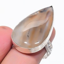 Montana Agate Gemstone 925 Sterling Silver Jewelry Ring Size 7.5 Gift for Her B6