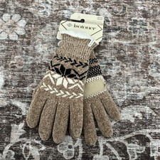 Isotoner Smart Touch Touchscreen Gloves Chenille Camel Women  s Fair Isle Print