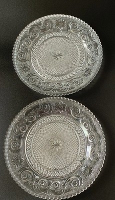 2 Baccarat Arabesque Clear Crystal Dessert/Salad Plates 7.5  Leaves Flowers