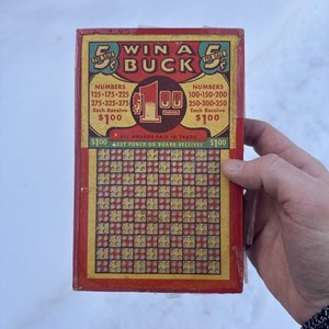 VINTAGE 5 CENT WIN A BUCK GAMBLING PUNCH BOARD Game
