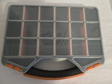 Caja de almacenamiento organizadora de hardware con tapa de bloqueo con bisagras de 18 compartimentos