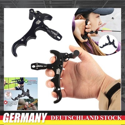 4X Finger Compoundbogen Release Aids 360° Drehen Metall DLoop Bogenschießen Jagd