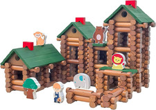 340 Pieces Wooden Log Cabin Ages 3 Preschool Education Toy Building Log Gift fo