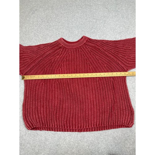 Free People Womens Size M Take Me Home Cotton Sweater Cherry Red - Picture 5 of 5