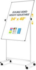 Rolling Whiteboard on Wheels 24"X40", Double-Sided Magnetic Dry Erase Board