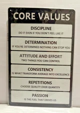 Inspirational Metal Sign 8'' X 12''  ''CORE VALUES'' New Please Read