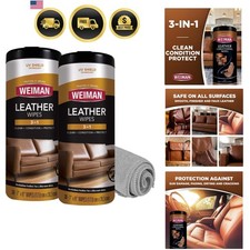Leather Cleaner, Conditioner Protector, 2 Pack Wipe with Cloth