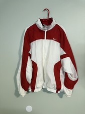 Vintage 90s Nike Windbreaker Zip Up Warm Up Jacket White Red XXL Mens Swoosh