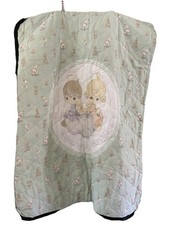 VTG Precious Moments Handmade Quilted Blanket Double Sided 34x45 Crib Baby