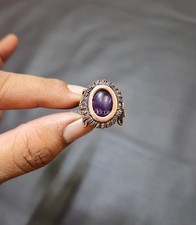 African Amethyst Ring Copper Wire Wrapped Ring Adjustable Ring Handmade Ring