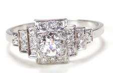 Antique Art Deco European Diamond Engagement Ring Plat Size 9.5 UK-S1/2 EGL USA