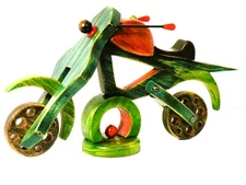 Colorful Solid Chestnut Seasoned Motorcycle Sport Sculpture Furniture Complement